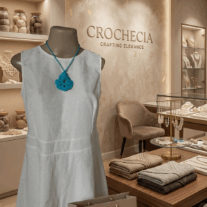 Colar Mandalinha de Crochê Turquesa — Delicadeza Feita à Mão
